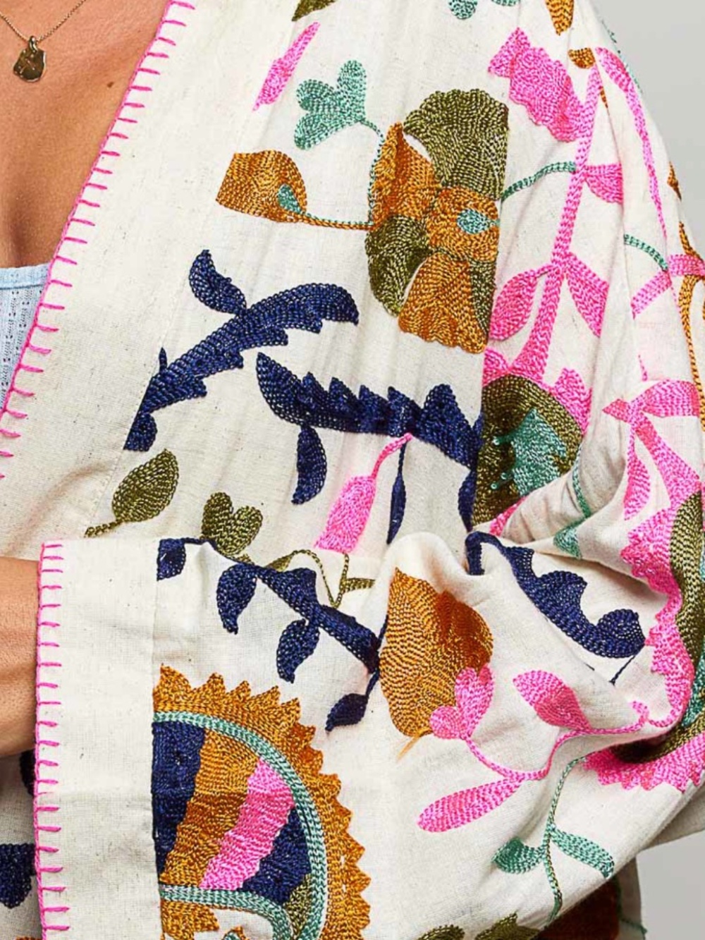 POL Multicolor Floral Embroidered Open Front Cardigan - Picture 5 of 10